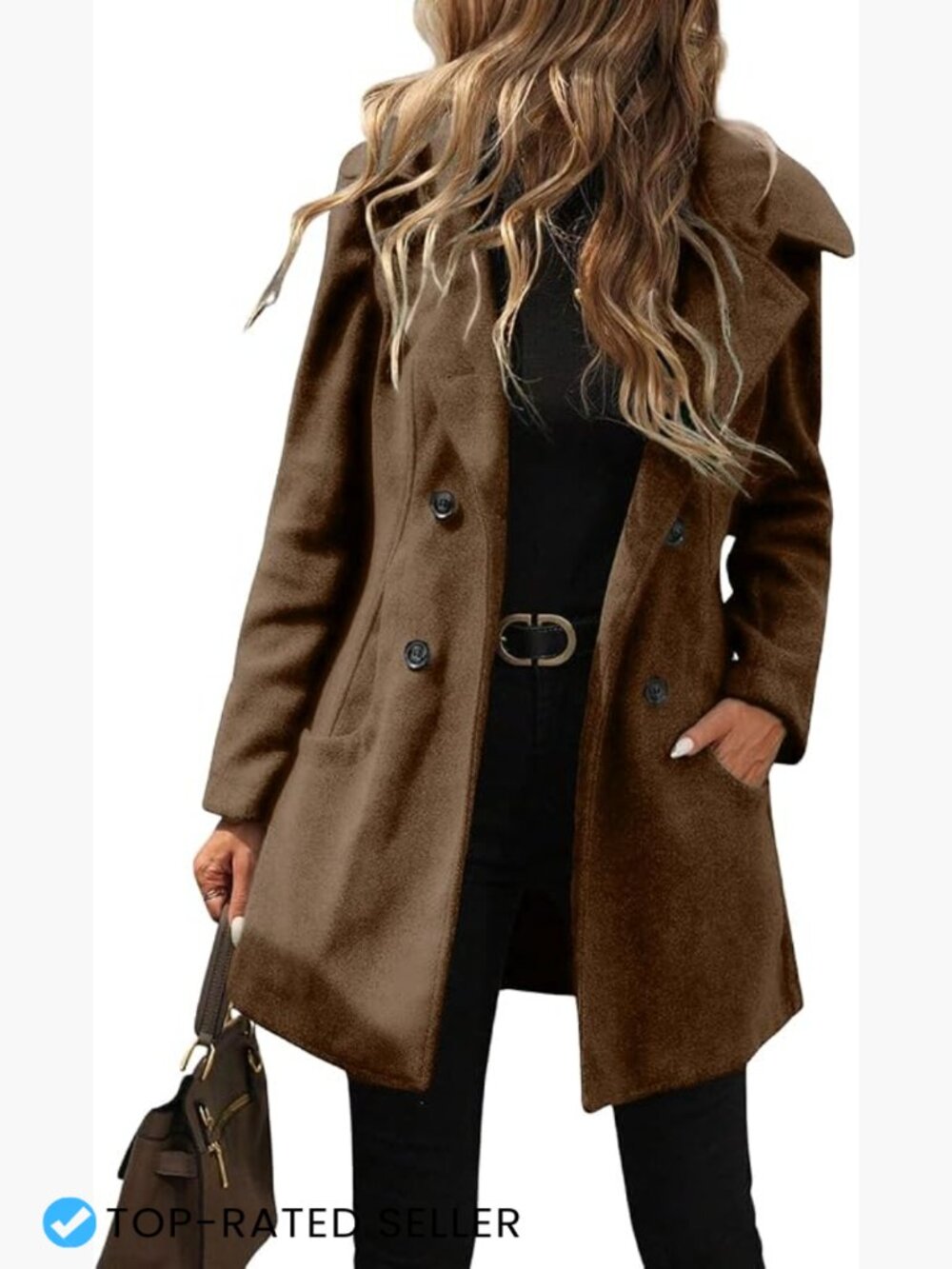 Double Breasted Hooded Wool Coat Winter Trench Peacoat Notch Collar